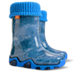 Wellies Rain Boots Warm Fleece-Lined Unisex Children Wellington Boots Jeans