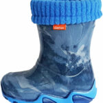 Wellies Rain Boots Warm Fleece-Lined Unisex Children Wellington Boots Jeans