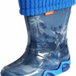 Wellies Rain Boots Warm Fleece-Lined Unisex Children Wellington Boots Jeans