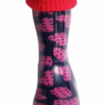 Wellies Rain Boots Warm Fleece-Lined Unisex Children Wellington Boots Pink Purple
