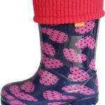 Wellies Rain Boots Warm Fleece-Lined Unisex Children Wellington Boots Pink Purple