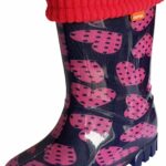 Wellies Rain Boots Warm Fleece-Lined Unisex Children Wellington Boots Pink Purple