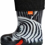 Wellies Rain Boots Warm Fleece-Lined Unisex Children Wellington Boots Zebra