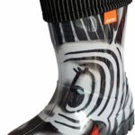 Wellies Rain Boots Warm Fleece-Lined Unisex Children Wellington Boots Zebra