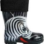 Wellies Rain Boots Warm Fleece-Lined Unisex Children Wellington Boots Zebra